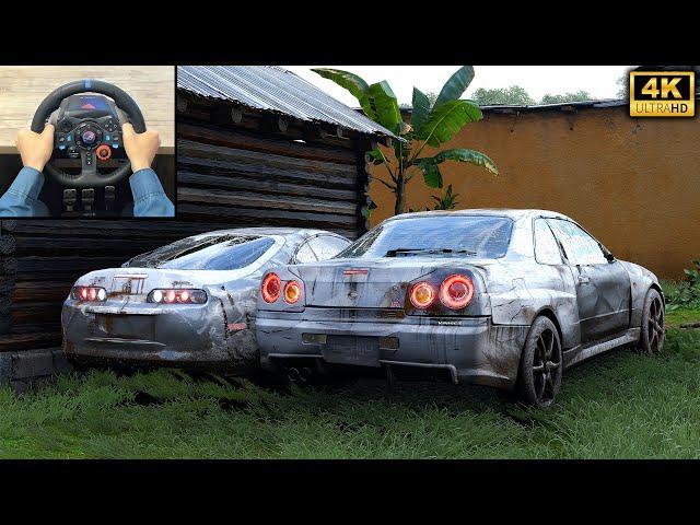 Rebuilding Nissan Skyline R34 GTR & Toyota Supra RZ MK4 | Forza Horizon 5 | Logitech g29 gameplay