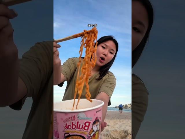 watch till the end #buldak #cooking #beach #instantnoodles