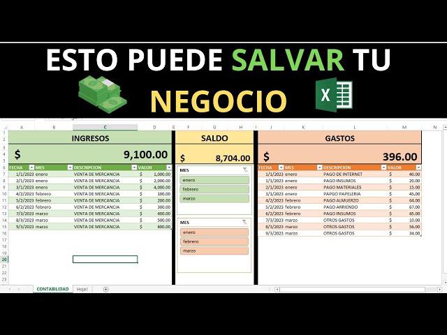  Como Hacer Una Tabla de INGRESOS y GASTOS en EXCEL  para ADMINISTRAR Un NEGOCIO 