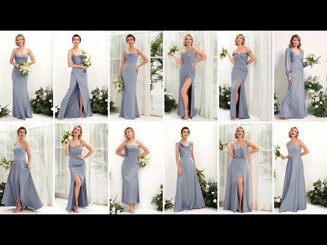 Dusty Blue Satin Bridesmaid Dresses