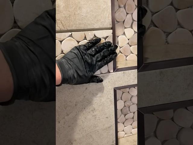 Pebble accent band #tile #diy #construction #stone