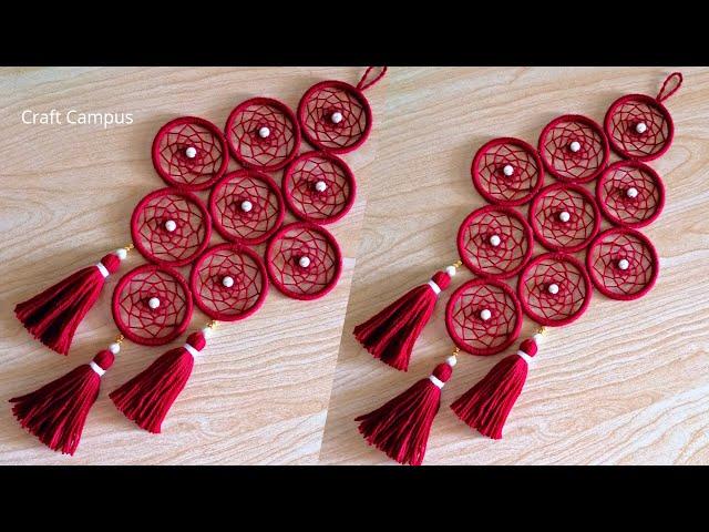 Old Bangles Reuse Idea | DIY Easy Woolen Flower Wall Hanging |  Woolen Craft Wall Hanging