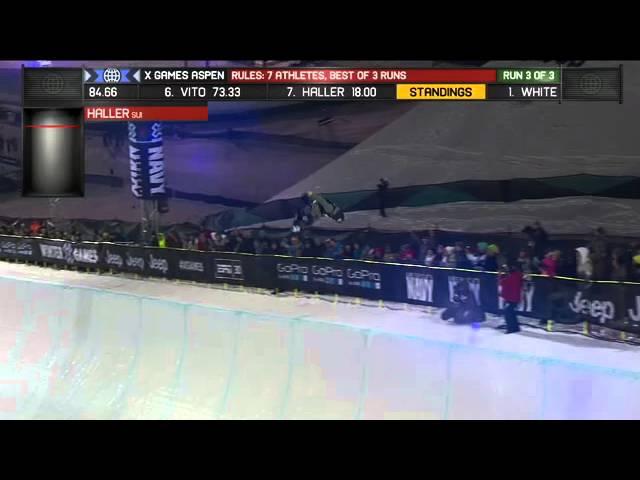 Christian Haller Run 3 Men's Snowboard SuperPipe final - X Games