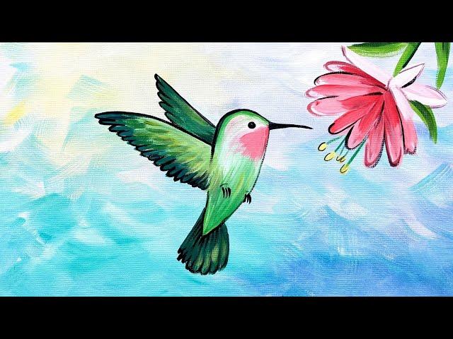 EP69- 'Lucky Hummingbird' Easy acrylic hummingbird painting tutorial for beginners