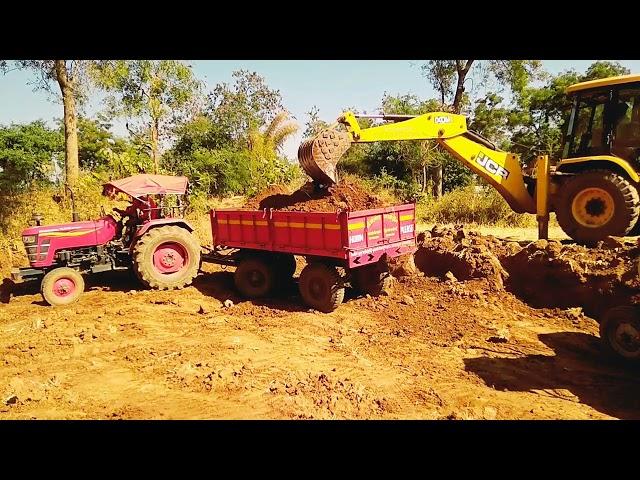 JCB Backhoe Loader Loading and Leveling Hilly Ground - 2 JCB Backhoe Machine Hill Side Work