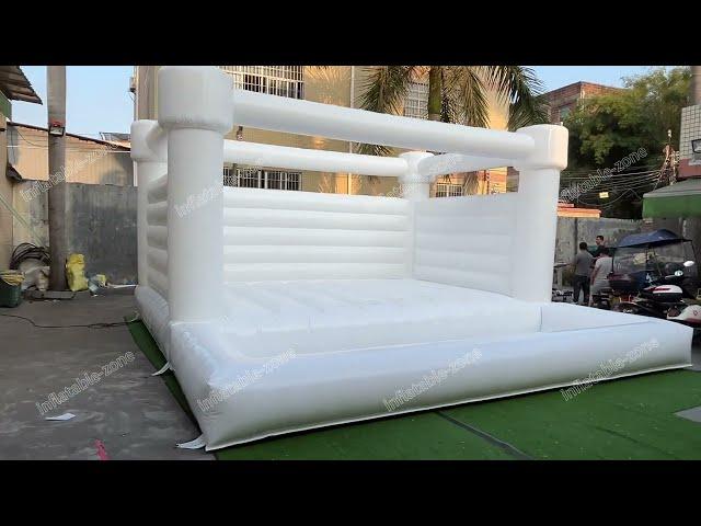 6x6x3m inflatable white bounce house with slide combo for wedding party events