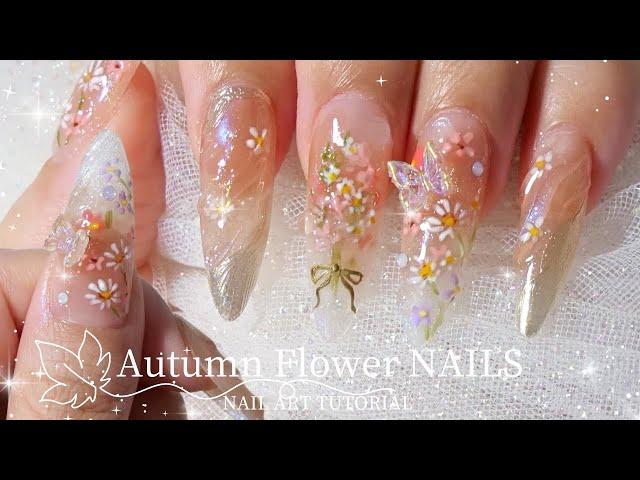 Make Nails ASMR | Nail Art Tutorial | Cute 3D Nail Art | Autumn Nails | Gel-X |Press-on Nails