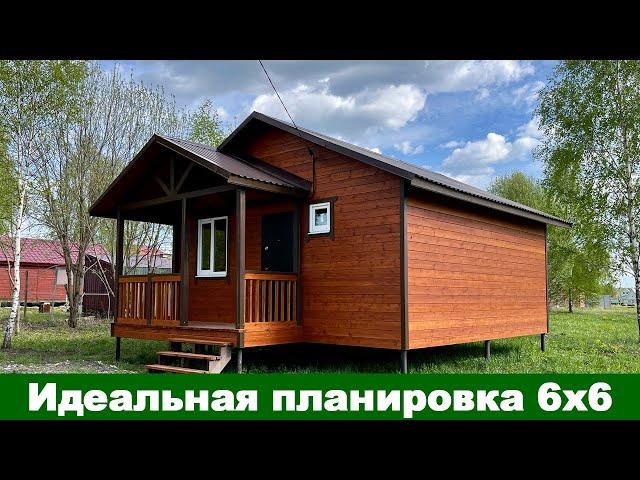 Каркасный дом 6х6 с терраской