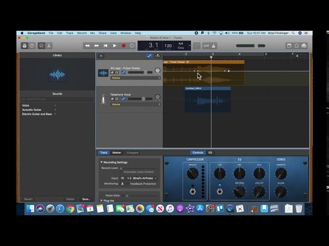 How to adjust a track region volume in GarageBand