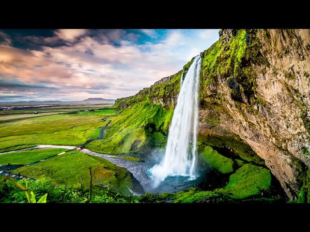 The most beautiful Waterfall on Iceland. White Noise, Waterfall, Nature Sounds for Sleep, Relaxation