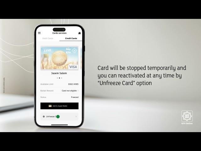 Stop Card temporarily via KFH Online