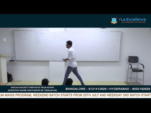 Indian Society Previous Year Mains Question Paper Discussion by Vikram Sir at  Laex Bangalore Part-1