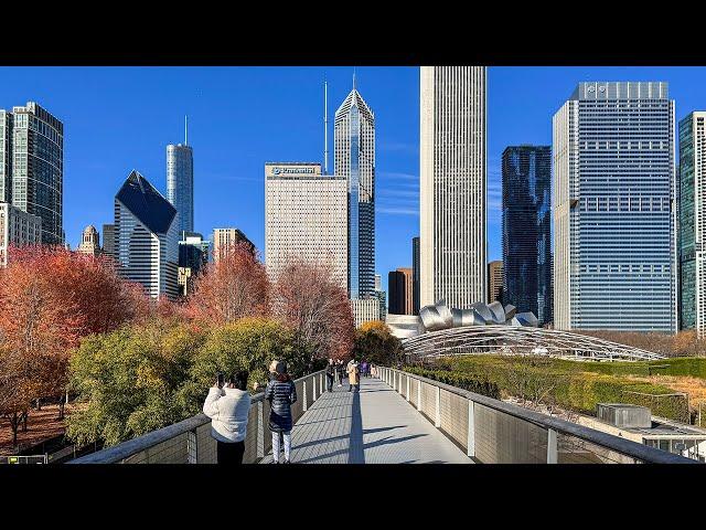 Autumn Walk in Millennium Park Chicago | 4K HDR