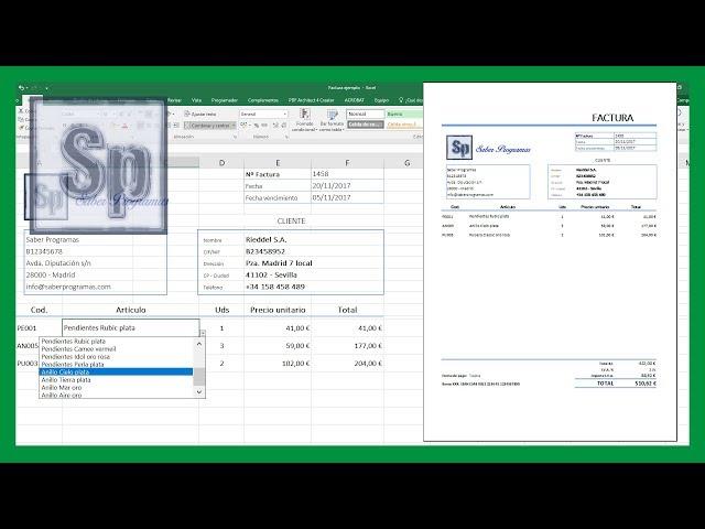 Excel - Create an automatic invoice in Excel. HD Spanish tutorial