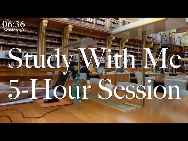 Study With Me, 5-Hour Library Study Session [Background Noise] - Study With Antonio, 10-Min Breaks