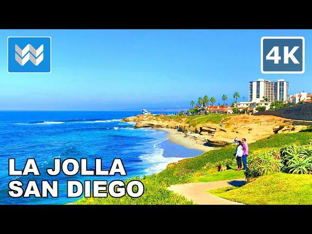 [4K] La Jolla in San Diego, California USA - Scenic Walking Tour & Travel Guide  Binaural Sound