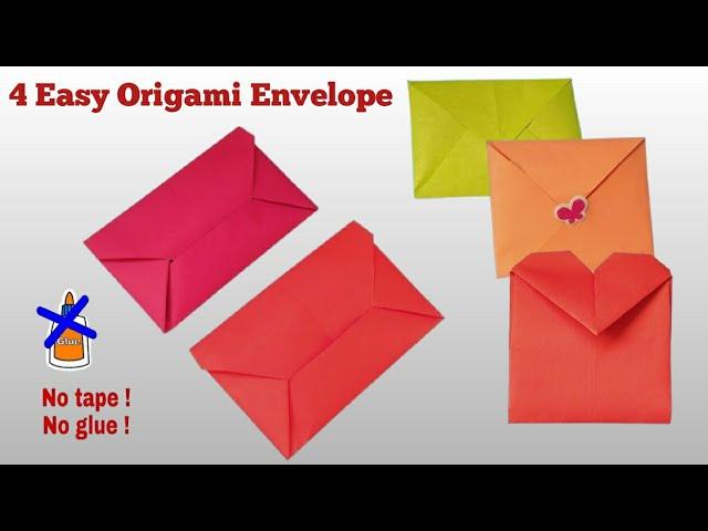 4 Easy Origami Envelope Tutorial - DIY /How to Make an Origami Envelope/NO Glue No Tape and Scissors