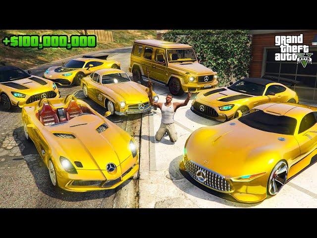 GTA 5 - Stealing $100,000,000 Super Gold Mercedes Cars with Franklin!  (GTA V Real Life Cars #3)