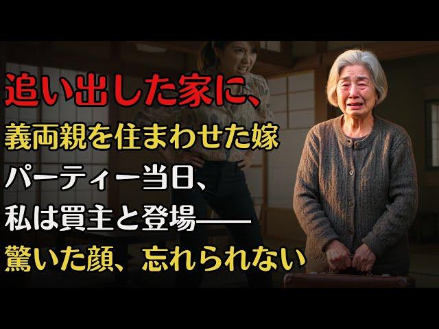 嫁に追い出されたその日、義両親が引っ越してきた。パーティー当日、私は買主と登場——【スカッとする話】