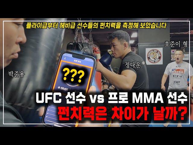 UFC 선수 vs 프로 MMA 선수의 펀치력은 차이가 날까? 안 날까? - 플라이급부터 헤비급 선수들의 펀치력을 측정해 보았습니다.