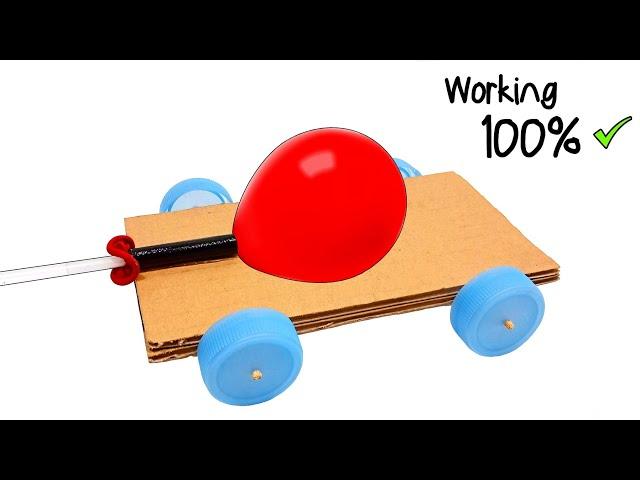 Very Easy Working Balloon Powered Car, DIY Balloon Car Science Project, Air Car Science Experiment