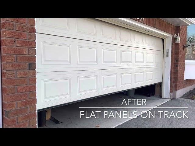 Garage door repair- bottom section hit by a pickup truck