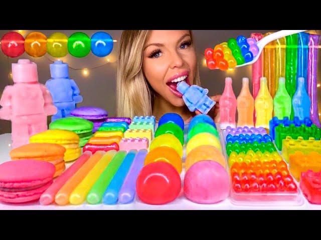 ASMR NIK-L-NIP WAX BALL, POPPING BOBA, LEGO MAN, WAX BOTTLE CANDY, RAINBOW FOOD, CANDY MUKBANG 먹방