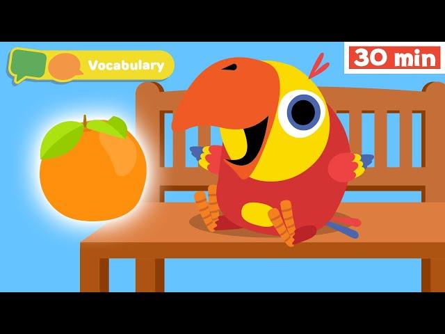 Learning First Words w Larry | Sensory Stimulation for Babies | Vocabulary for Kids | Vocabularry