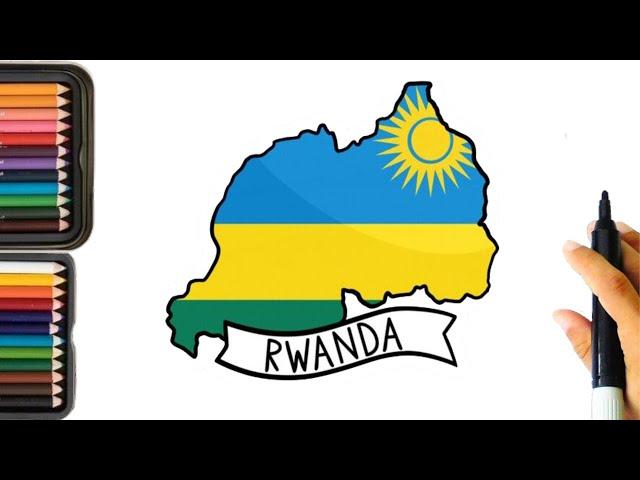 How to Rwanda map / How to draw the Flag of Rwanda country