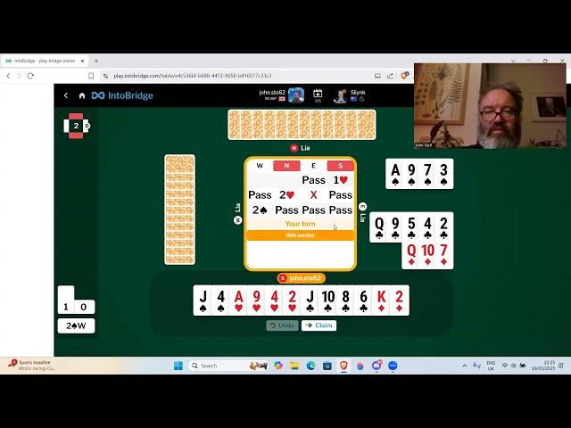 Me versus a top bridge player (Peter Hollands) - 19th May 2025