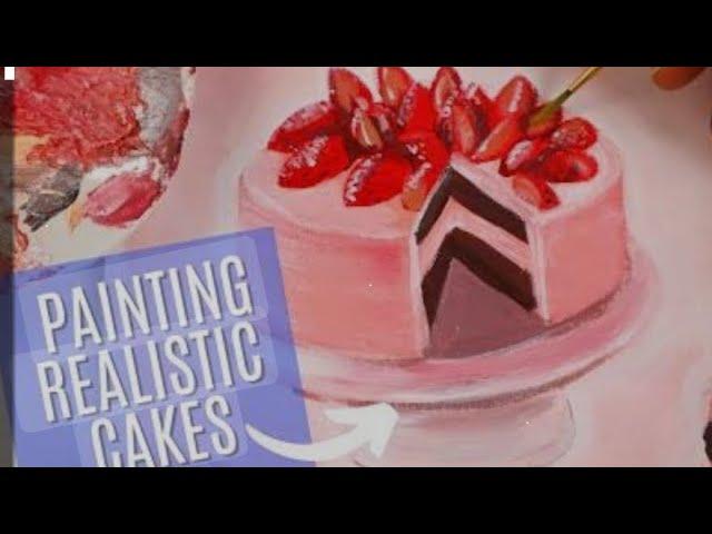 Realistic Cake Painting in acrylic ||Acrylic Painting||3D art cake #shorts#youtube#cake#viralvideo