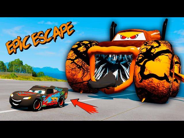 Live Lightning McQueen's Epic Escape from Giant Monster Car Eaters | BeamNG.Drive | Episode 46