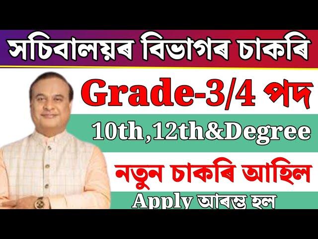 সচিবালয়ৰ বিভাগৰ চাকৰি 2025 - Jobs in Assam | Assam jobs 2025 | Assam jobs vacancy 2025 |