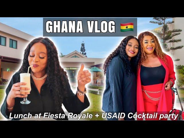 GHANA VLOG:  LUNCH AT FIESTA ROYALE HOTEL, USAID COCKTAIL PARTY | PLACES TO EAT IN GHANA