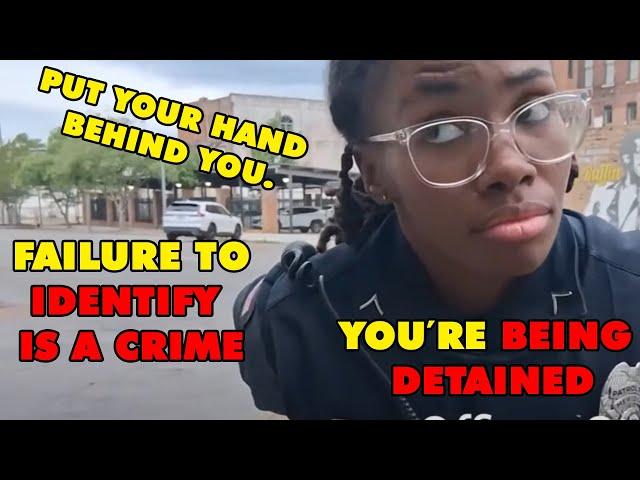 Female Tyrant Cop Arrests Man for Refusing ID While Filming on Public Sidewalk! | ID Refusal Wrong