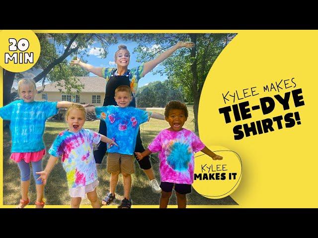 Kylee Makes Tie-Dye Shirts! How to Make Five Different Designs with Two Minute Tie Dye for Kids