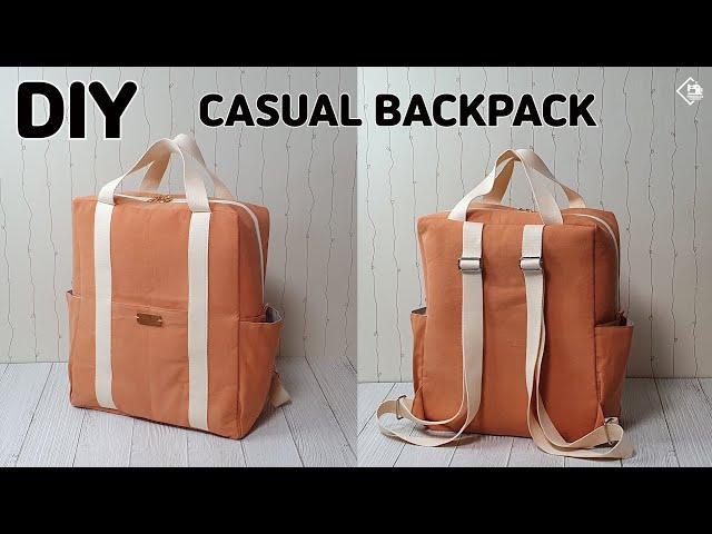 DIY 3-POCKET CASUAL BACKPACK/ Zipper Backpack/ Travel Rucksack/sewing tutorial[Tendersmile Handmade]