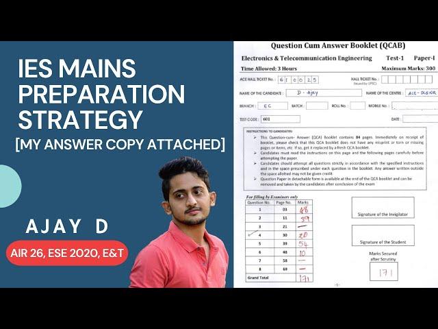 ESE MAINS PREPARATION STRATEGY || AJAY D, AIR 26 ESE 2020 || ESE 2021