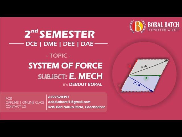 Sem-2 || E. Mech || System of Force ( Lecture -2) #jelet2023 #polytechnic @Debdut