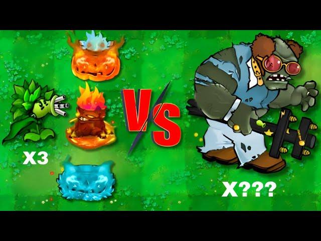 3 Plants Gatling Pea + Fire Ice Vip Wood Vs Random X Zombie, Who will win? PvZ Hybrid PK Challenge