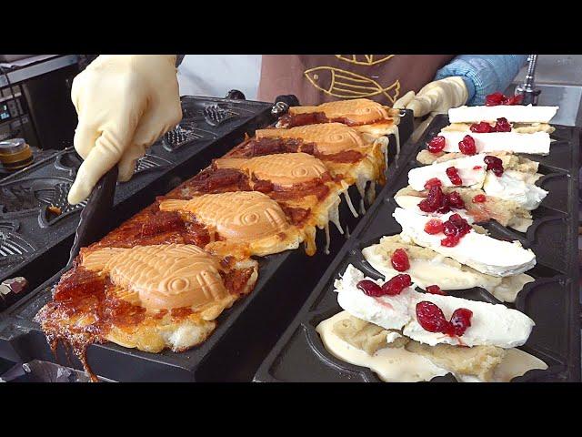 So popular! Amazing Fish-shaped Bread (Bungeoppang), 4 Flavors - Korean Street Food