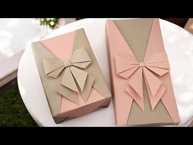 GIFT PACKING | RECTANGULAR GIFT WRAPPING+ORIGAMI PAPER RIBBON BOW DECORATION | I.Sasaki Original