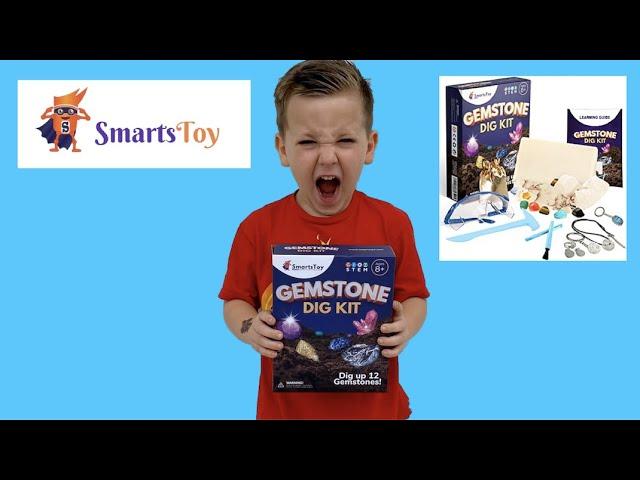 Unboxing Gem Dig Kit with 12 Real Gemstones for Kids from Smartstoy