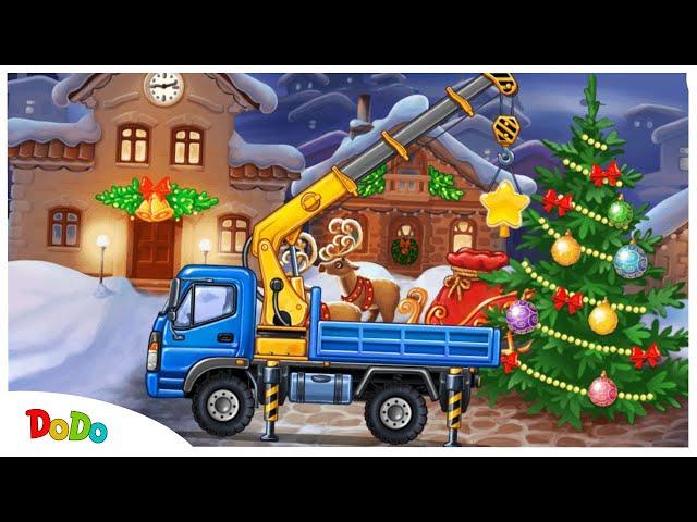 Bagger baut Weihnachtsdeko für Weihnachten | Dodo Kindervideos | Bagger im Einsatz, Bagger Kinder