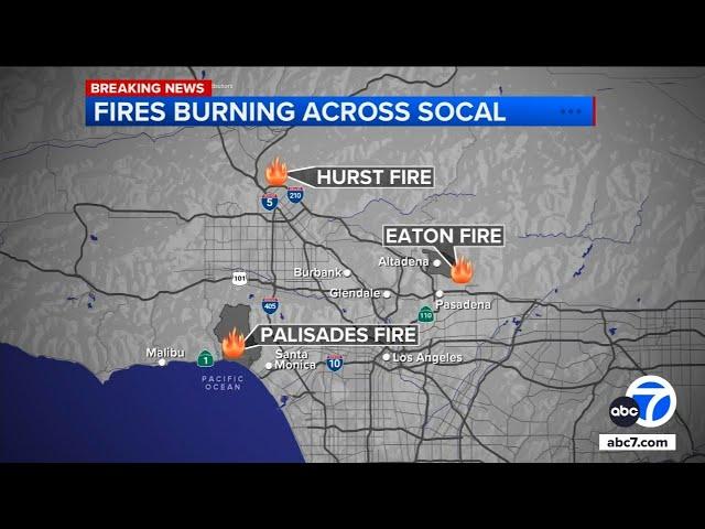 3 major brush fires burning across SoCal amid extreme windstorm