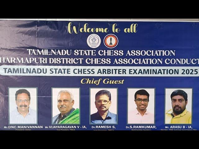 Tamil Nadu State chess Arbiter  examination 2025 #Dharmapuri district chess association#suryatvdpi