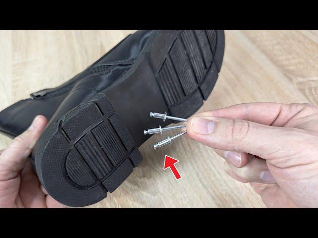 Insert the rivets into the sole and you will never slip again