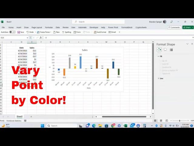 How to Vary Color by Point For a Bar Chart in Microsoft Excel. Have Every Point as a Different Color