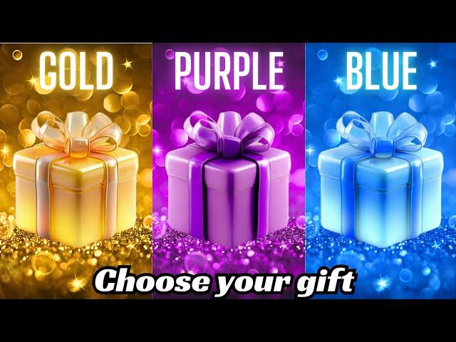 Choose your gift ️|| 3 gift box challenge|| 2 good & 1 bad|| Gold, Purple & Blue #choose #games