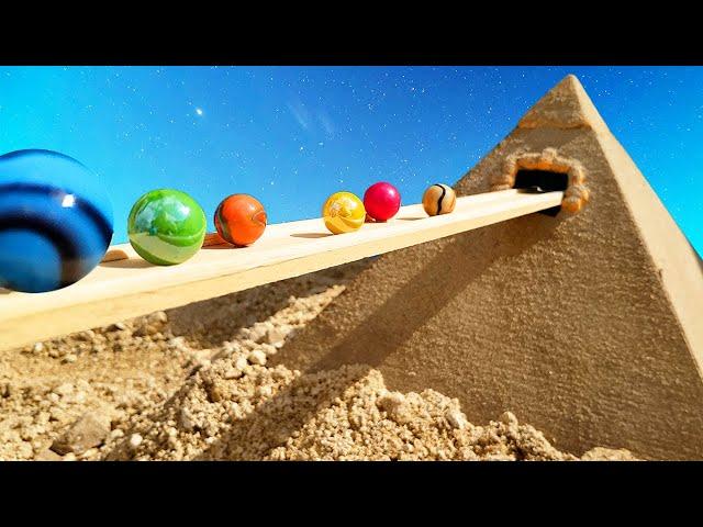 Marble Run Race ASMR Sand Pyramid Survival !!